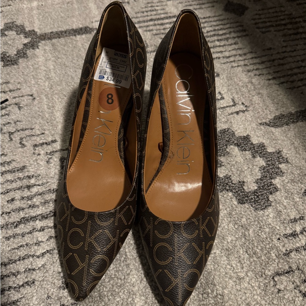 Calvin Klein Monogrammed Black Heels